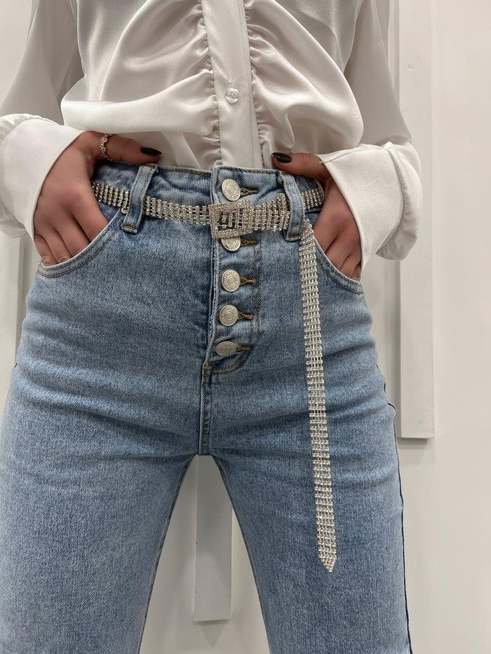 Ambra-jeans vita alta con bottoni