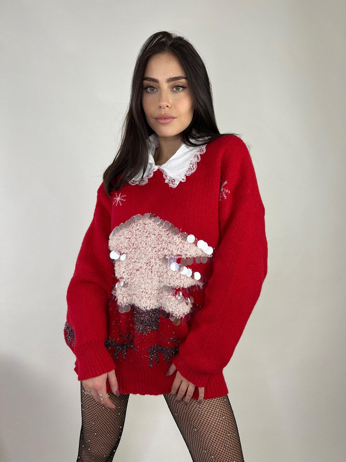 Meaina-maglione pullover con fantasia